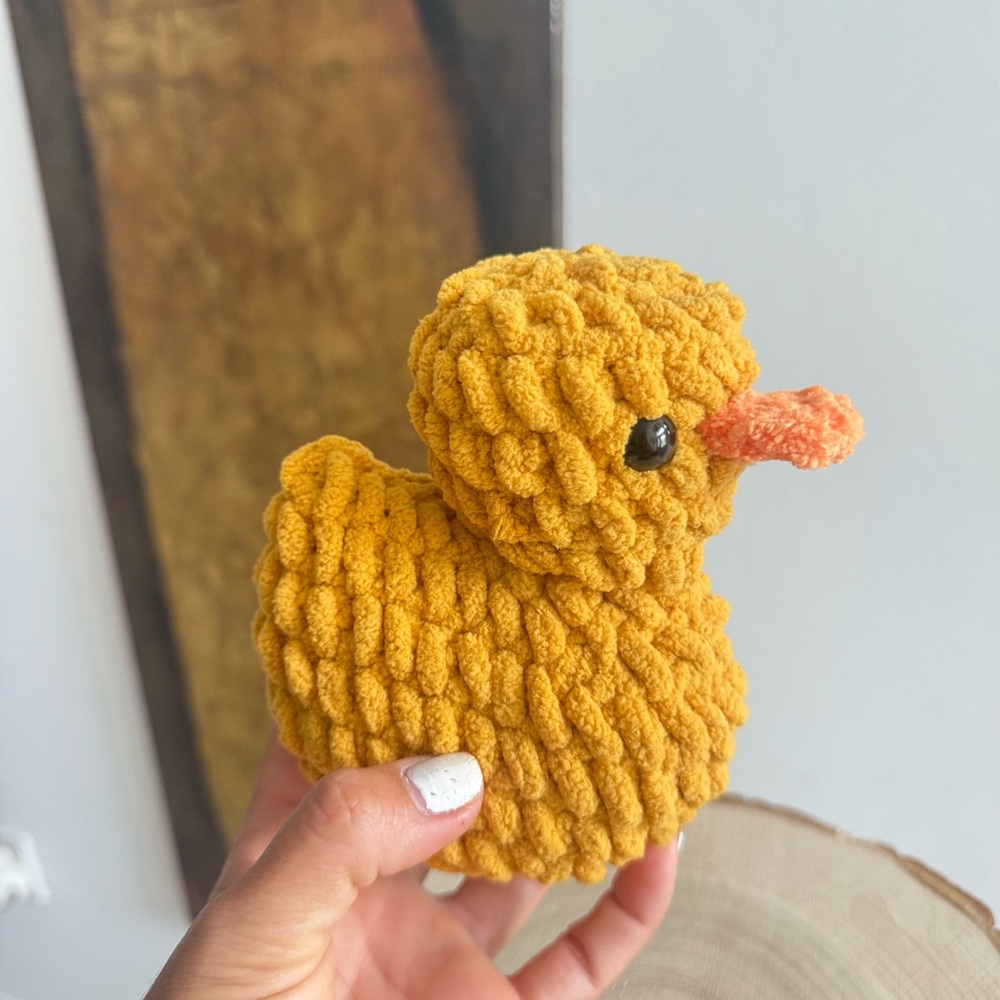 Handmade Crochet Rubber Duck Plushie – Amigurumi Yellow Kawaii Baby Toy